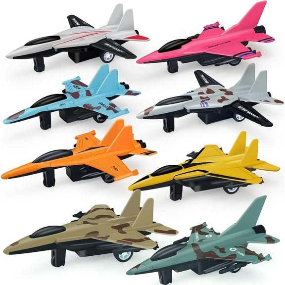 8 Pack Airplane Toys for 3 4 5 6-9 Years Old Boys, Pull Back Metal Military Fighter Jet Plane Toys Die Cast Aircraft Plane Models Toy Airplanes for Kids 3+ Birthday Party Favors