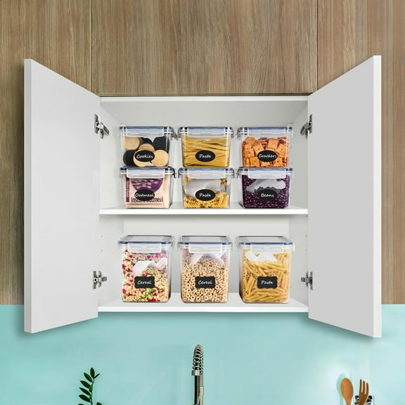 8-Pack Airtight Food Storage Containers -  Plastic Kitchen Pantry Bins for Cereal, Pasta, Flour, Nuts, Candy