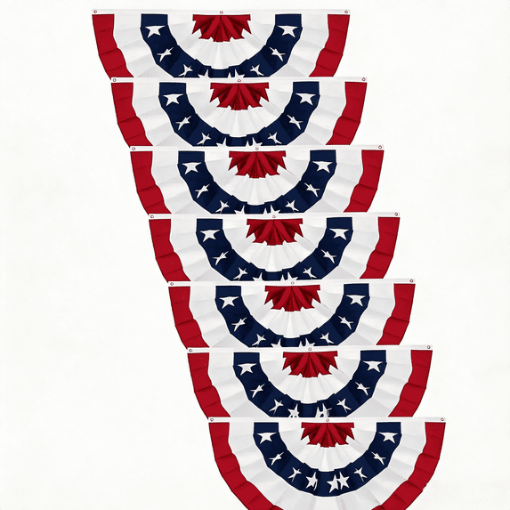 8 Pack American Pleated Fan Flag for Outside, 3 x 6 Ft Patriotic Half Fan Bunting Flag, 4th of July Decorations Flags, Independence Day Outdoor Decor Gift