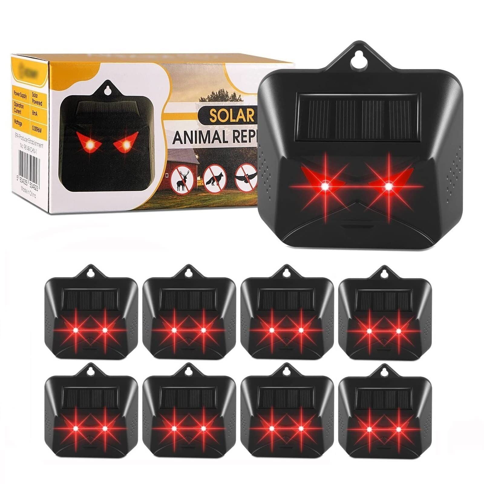 8 Pack Animal Repeller, Solar Powered Predator Eye Nighttime Animal