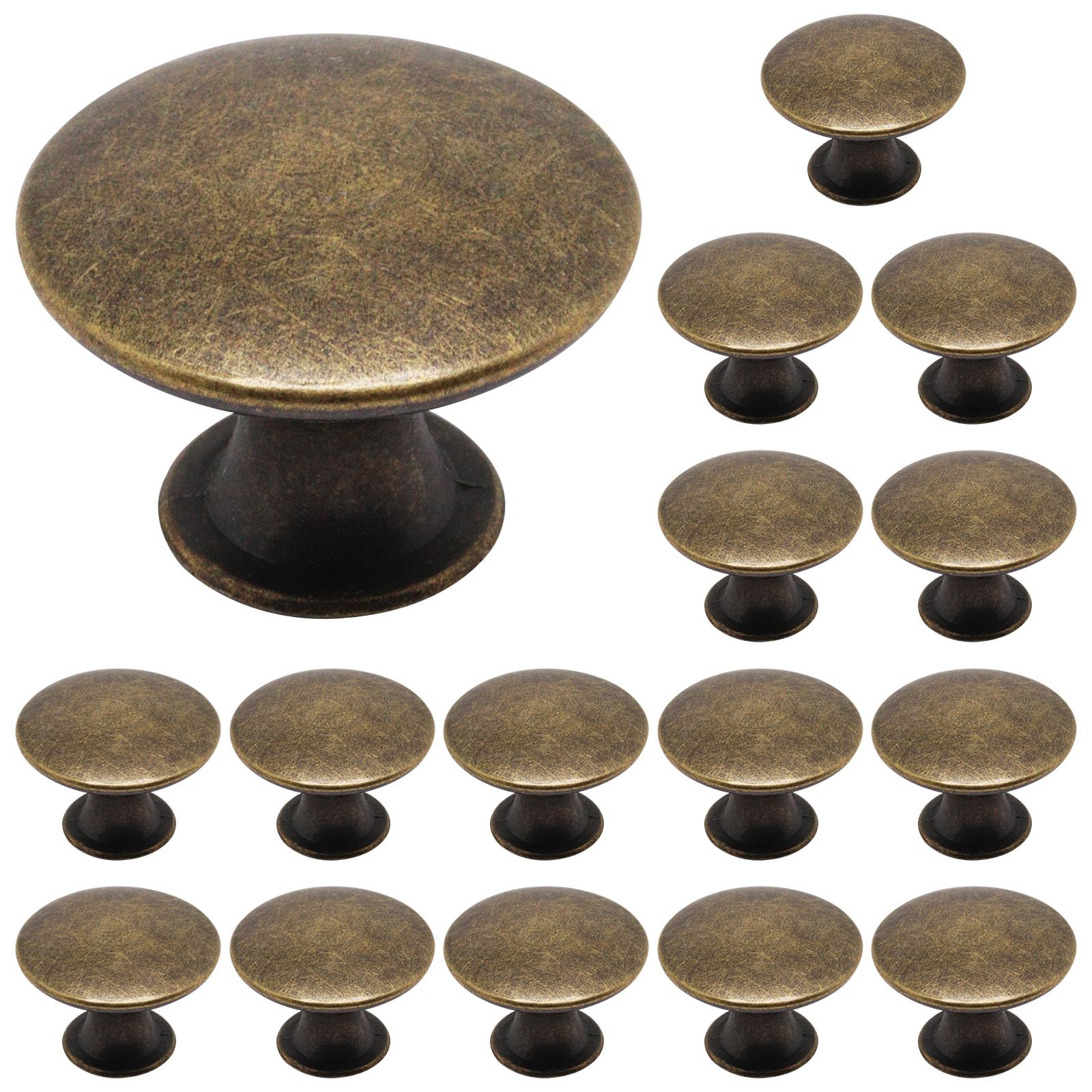 8 Pack Antique Brass Cabinet Knobs, Round Dresser Knobs Kitchen Drawer Knob, Single Hole Cupboard Door Knob Dresser Drawer Pulls Handles