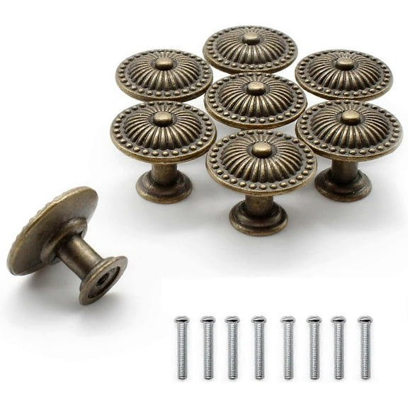 8 Pack, Antique Bronze Vintage Cabinet Handles with Screws, Drawer Cabinet Pulls