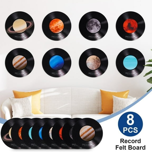 8 Pack Art Acoustic Panels, 14"X14"X0.4" Round Self-adhesive Soundproof Wall Panels, Unique Retro Record Decor Sound Absorbing Panels for Studio Home Office