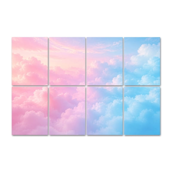 8 Pack Art Acoustic Panels Cloud Cotton Candy Self-Adhesive Decorative Sound Absorbing Wall Panels, Sound Panels for Recording Studio Living Room 48"x32"