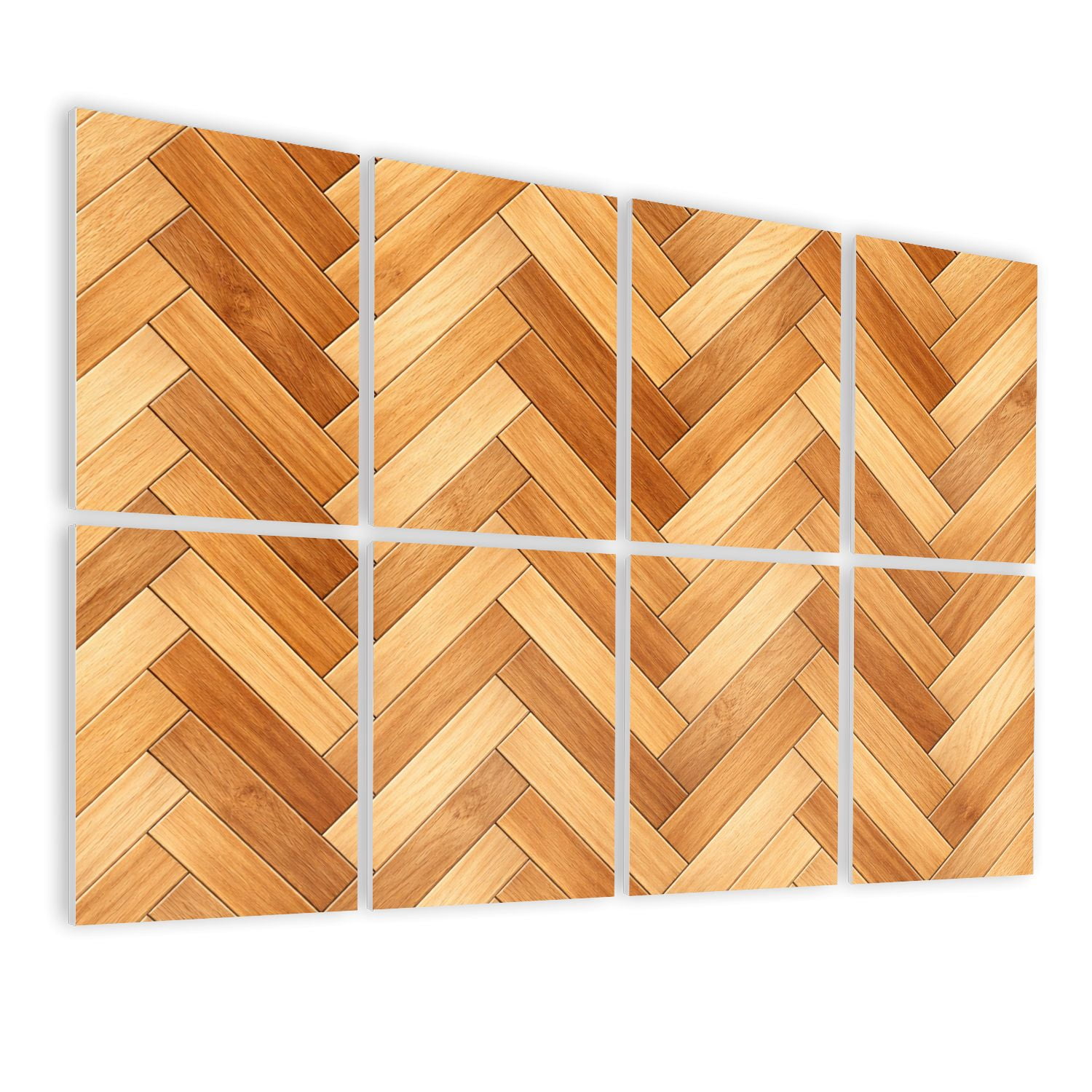 8 Pack Art Acoustic Panels Natural Wood Warm Brown Beige Tones Self Adhesive Absorbing Dampening Panels Self Adhesive for Nursery Game Room Bedroom 48"x32"