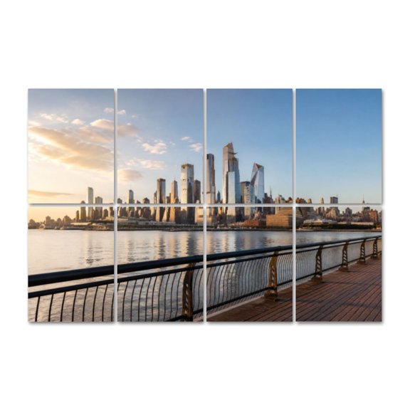 8 Pack Art Acoustic Panels Skyline City Urban Self-Adhesive Decorative Sound Absorbing Wall Panels, Sound Panels for Recording Studio Living Room 48"x32"