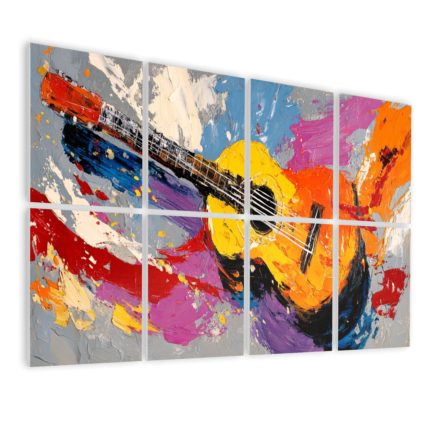 8 Pack Art Acoustic Panels Sound Absorbing Abstract Artwork Country Rustic Decor Acoustic Guitar Violin Paint Decorative Soundproof Wall Panels Self Adhesive for Nursery Game Room Bedroom 48"x32"