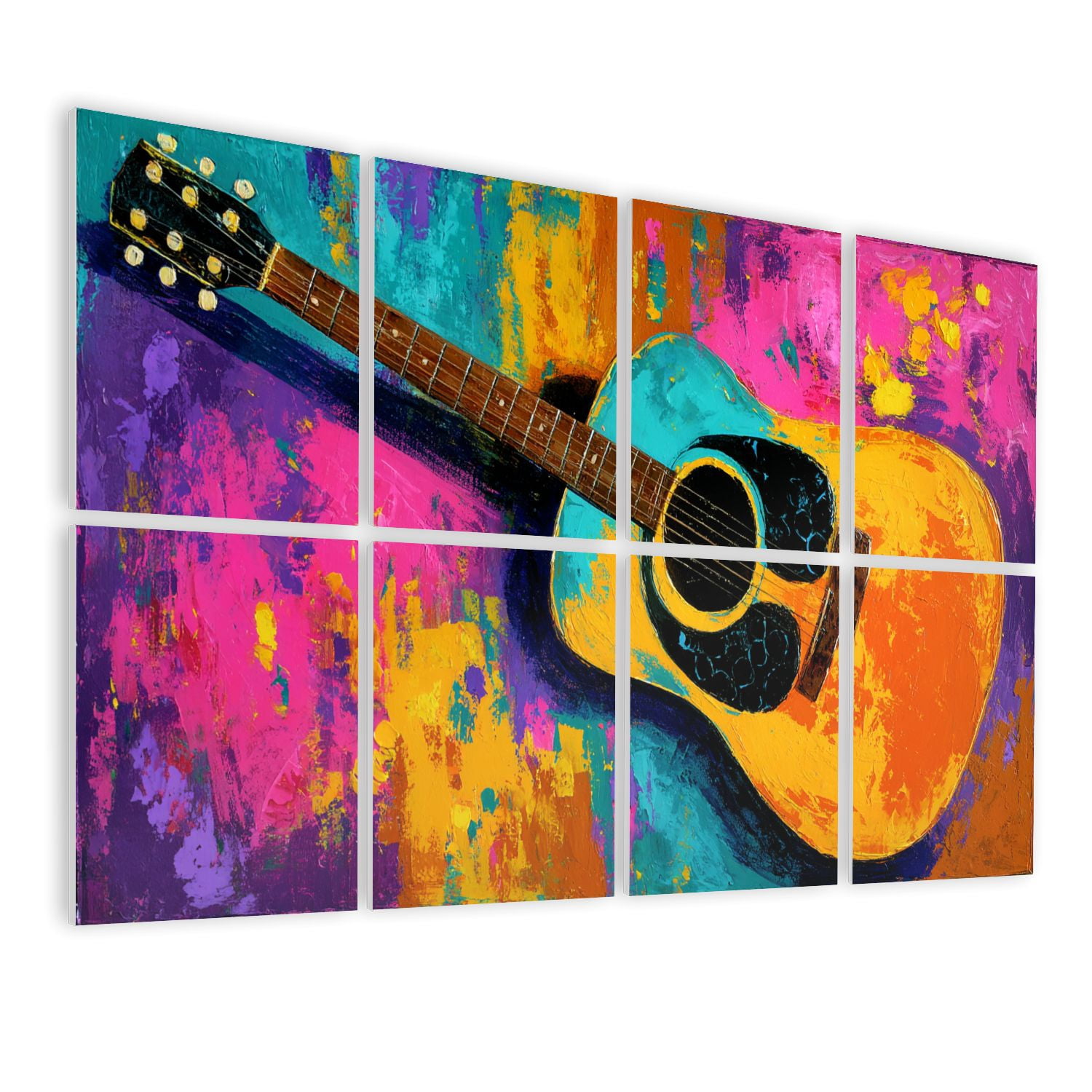 8 Pack Art Acoustic Panels Sound Absorbing Abstract Artwork Country Rustic Decor Acoustic Guitar Violin Paint Decorative Soundproof Wall Panels Self Adhesive for Nursery Game Room Bedroom 48"x32"