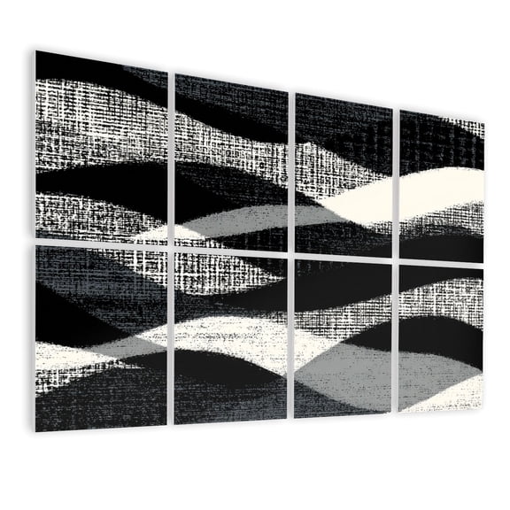 8 Pack Art Acoustic Panels Sound Absorbing Abstract Black White Snake Skin Details Decorative Soundproof Wall Panels Self Adhesive for Nursery Game Room Bedroom 48"x32"