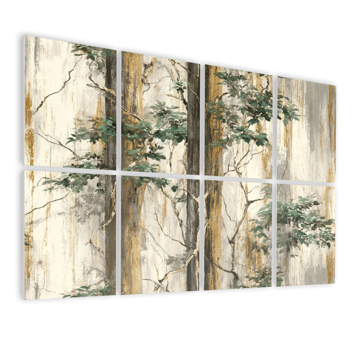 8 Pack Art Acoustic Panels Sound Absorbing Abstract Botanical Tree Design Decorative Soundproof Wall Panels Self Adhesive for Nursery Game Room Bedroom 48"x32"