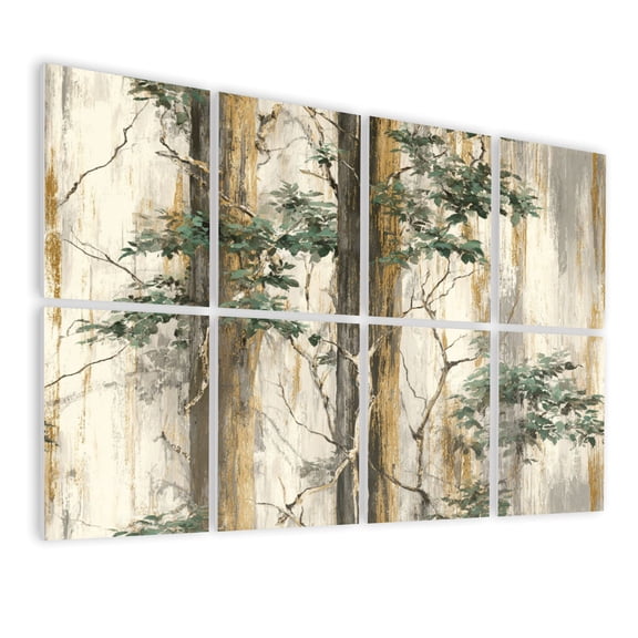 8 Pack Art Acoustic Panels Sound Absorbing Abstract Botanical Tree Design Decorative Soundproof Wall Panels Self Adhesive for Nursery Game Room Bedroom 48"x32"