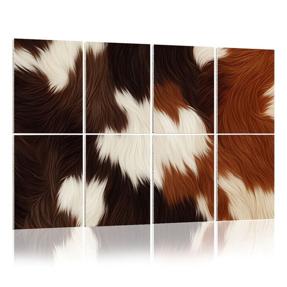 8 Pack Art Acoustic Panels Sound Absorbing Abstract Cowhide Swirls Brown White Black Fur Decorative Soundproof Wall Panels Self Adhesive for Nursery Game Room Bedroom 48"x32"