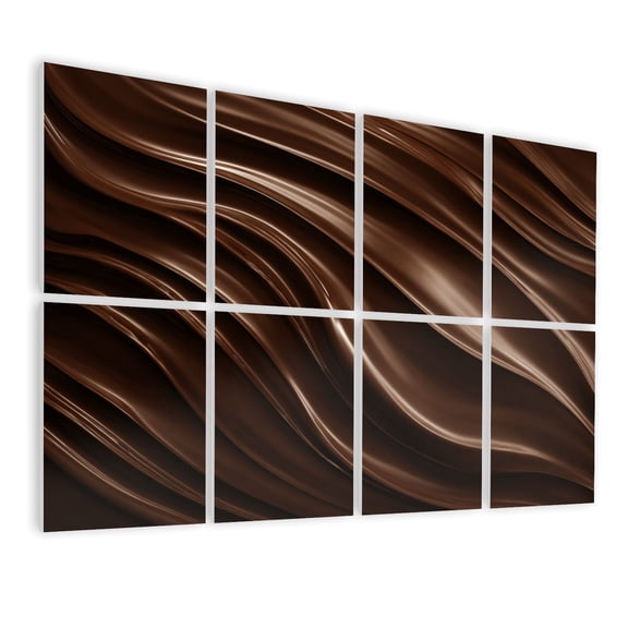 8 Pack Art Acoustic Panels Sound Absorbing Abstract Dark Chocolate Brown Fluid Waves Smooth Glossy Decorative Soundproof Wall Panels Self Adhesive for Nursery Game Room Bedroom 48"x32"
