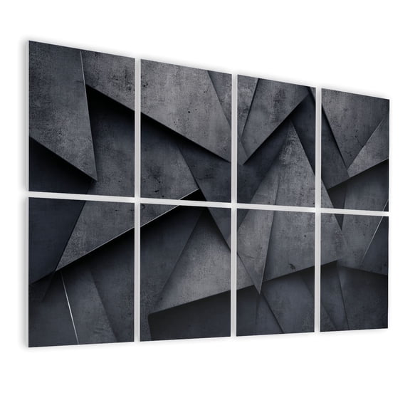8 Pack Art Acoustic Panels Sound Absorbing Abstract Dark Geometric 3D Polygon Modern Decorative Soundproof Wall Panels Self Adhesive for Nursery Game Room Bedroom 48"x32"