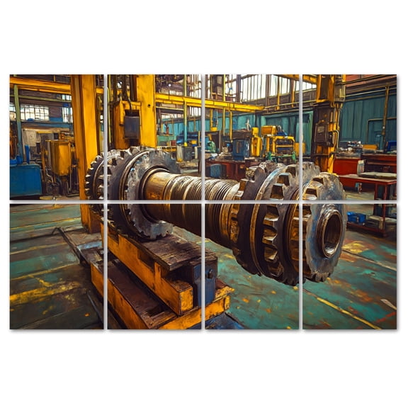 8 Pack Art Acoustic Panels Sound Absorbing Abstract Gear Wheel Industrial Steampunk Mechanical Teamwork Gears Decorative Soundproof Wall Panels Self Adhesive for Recording Studios Office 48"x32"