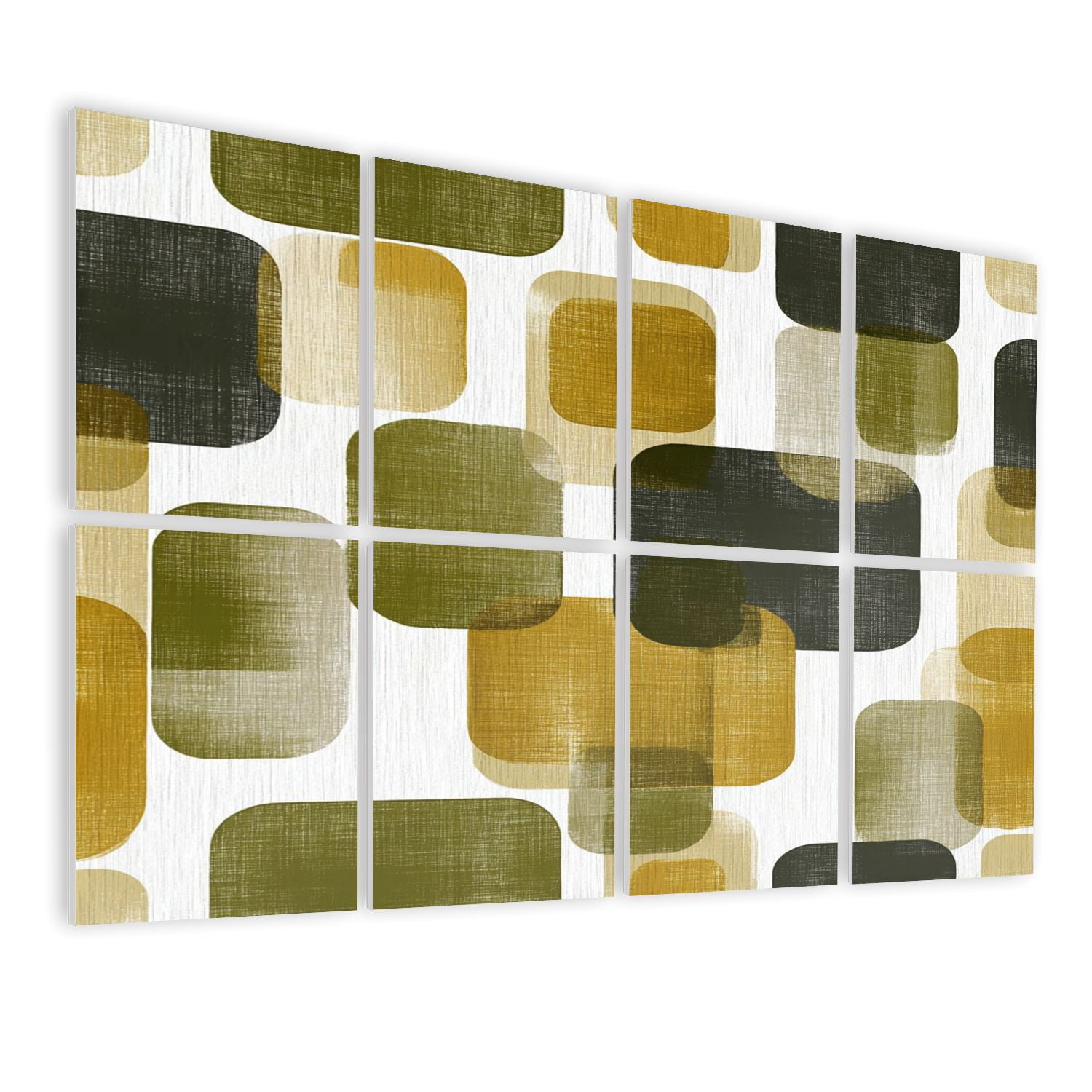 8 Pack Art Acoustic Panels Sound Absorbing Abstract Geometric Green Decorative Soundproof Wall Panels Self Adhesive for Nursery Game Room Bedroom 48"x32"