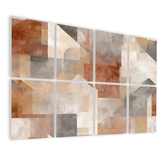 8 Pack Art Acoustic Panels Sound Absorbing Abstract Geometric Shapes Earth Tones Decorative Soundproof Wall Panels Self Adhesive for Nursery Game Room Bedroom 48"x32"