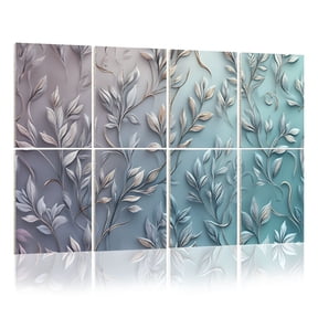 8 Pack Art Acoustic Panels Sound Absorbing Abstract Leaf Subtle Gradient Soft Tones Decorative Soundproof Wall Panels Self Adhesive for Nursery Game Room Bedroom 48"x32"