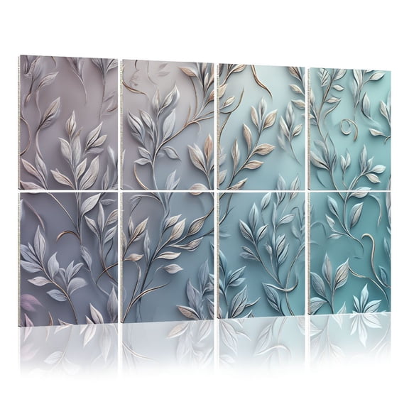 8 Pack Art Acoustic Panels Sound Absorbing Abstract Leaf Subtle Gradient Soft Tones Decorative Soundproof Wall Panels Self Adhesive for Nursery Game Room Bedroom 48"x32"