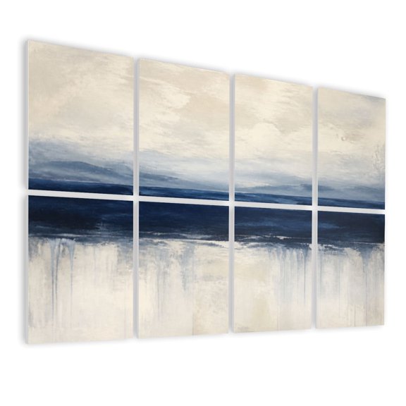 8 Pack Art Acoustic Panels Sound Absorbing Abstract Modern Blue Seascape Ocean Theme Blue Ocean Waves Decorative Soundproof Wall Panels Self Adhesive for Nursery Game Room Bedroom 48"x32"