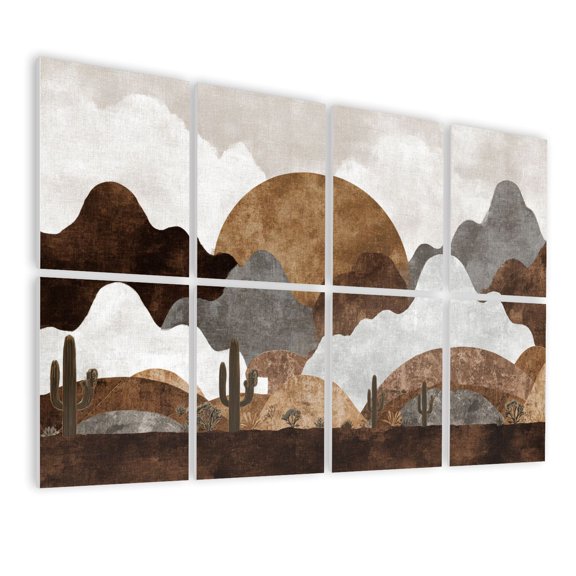 8 Pack Art Acoustic Panels Sound Absorbing Abstract Mountain Scenery Desert Mountains Golden Sand Dunes Dark Decorative Soundproof Wall Panels Self Adhesive for Nursery Game Room Bedroom 48"x32"