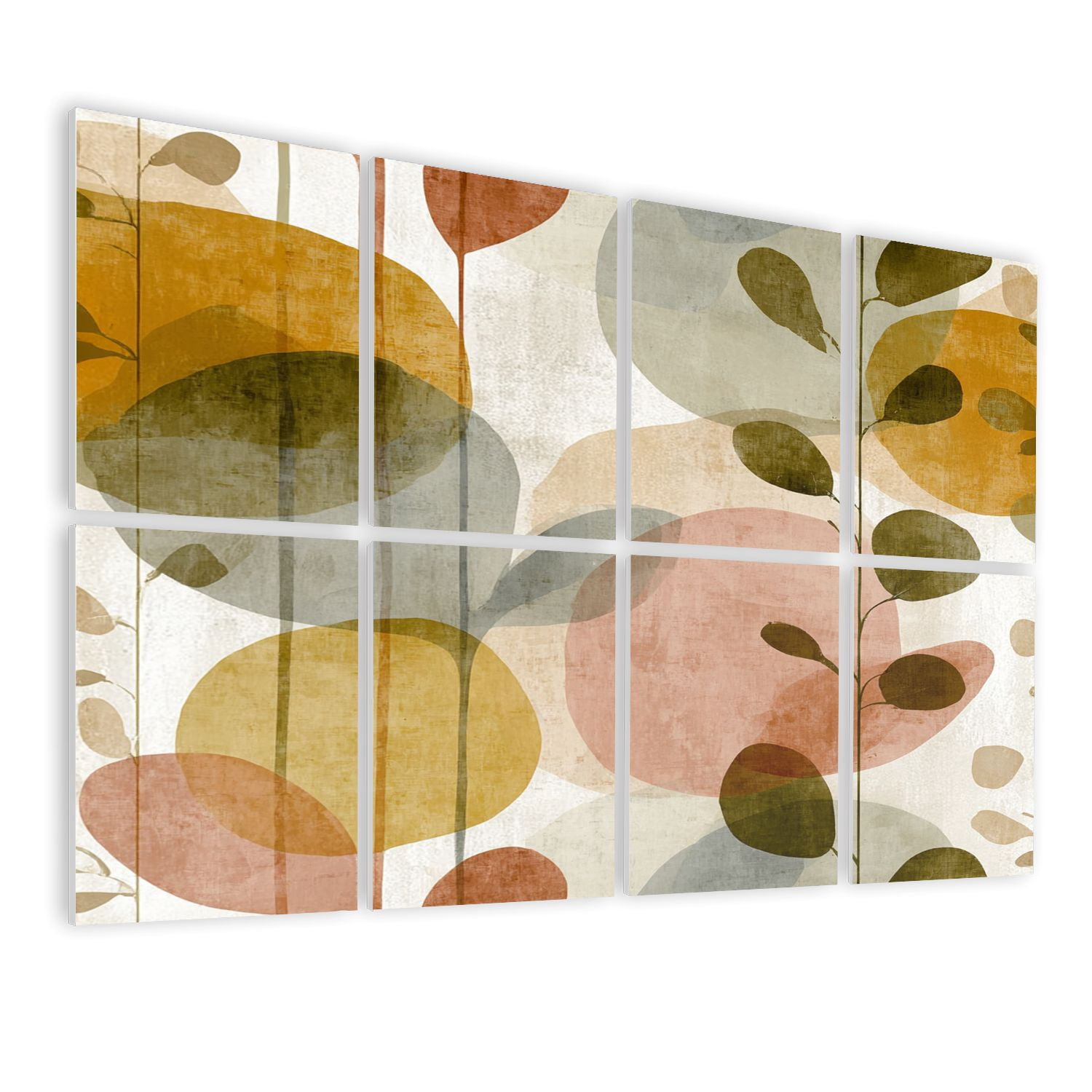 8 Pack Art Acoustic Panels Sound Absorbing Abstract Shapes Organic Leaves Decorative Soundproof Wall Panels Self Adhesive for Nursery Game Room Bedroom 48"x32"