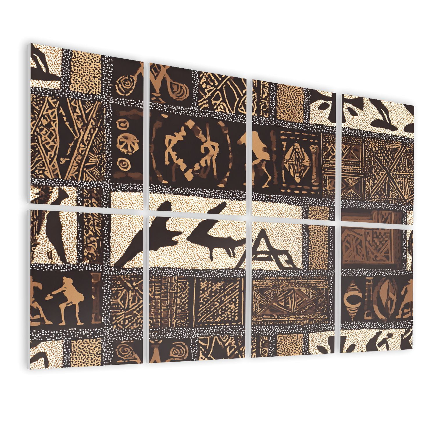 8 Pack Art Acoustic Panels Sound Absorbing Abstract Tribal Earth Tones ...