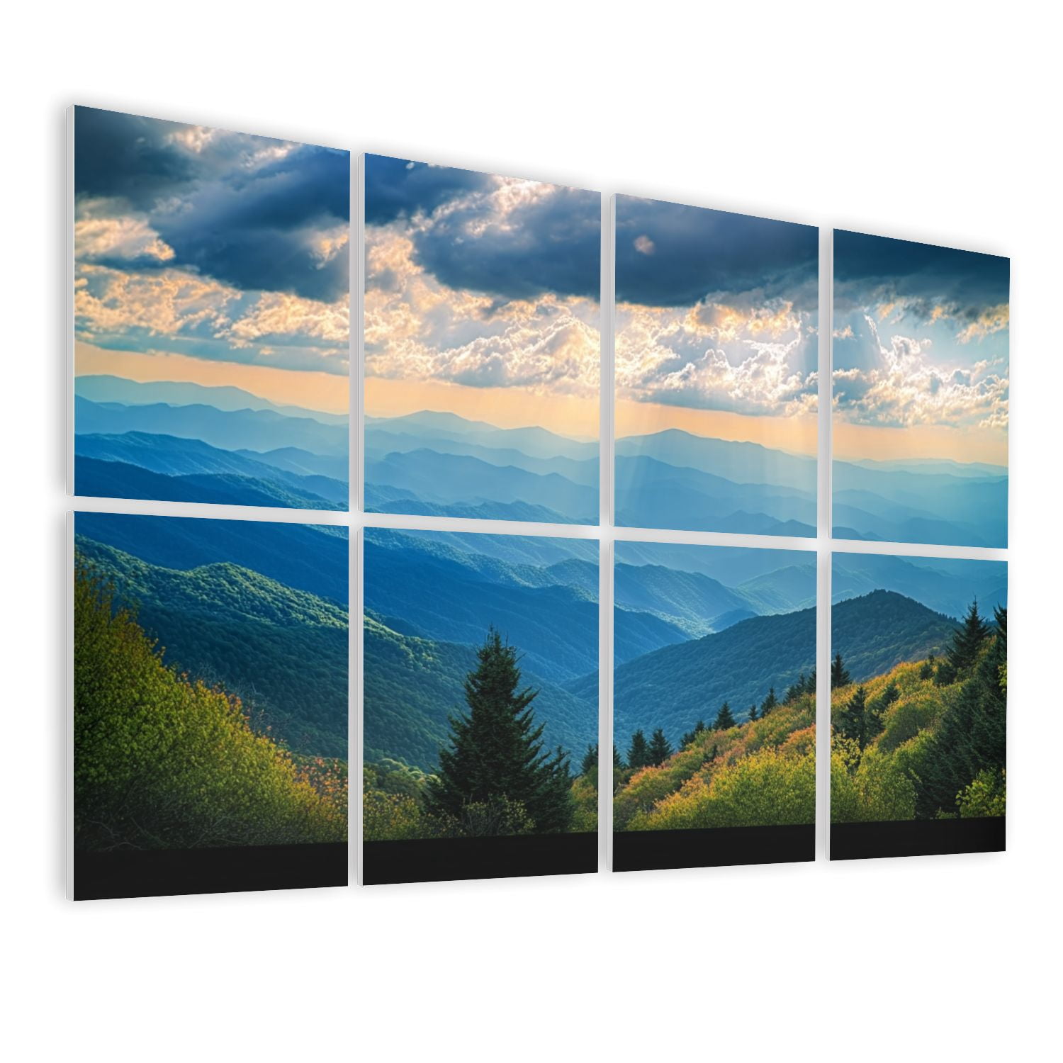 8 Pack Art Acoustic Panels Sound Absorbing Appalachian Mountains Blue Ridge Parkway Decorative Soundproof Wall Panels Self Adhesive for Nursery Game Room Bedroom 48"x32"