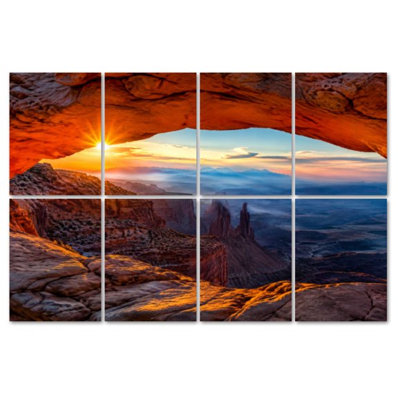 8 Pack Art Acoustic Panels Sound Absorbing Arch Sunrise Canyonlands National Park Mesa Arch Decorative Soundproof Wall Panels Self Adhesive for Recording Studios Office 48"x32"