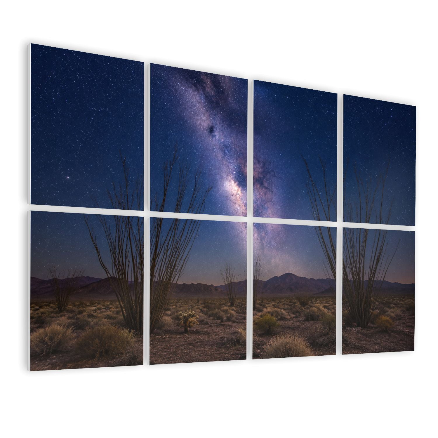 8 Pack Art Acoustic Panels Sound Absorbing Arizona Desert Ocotillo Milky Way Decorative Soundproof Wall Panels Self Adhesive for Nursery Game Room Bedroom 48"x32"