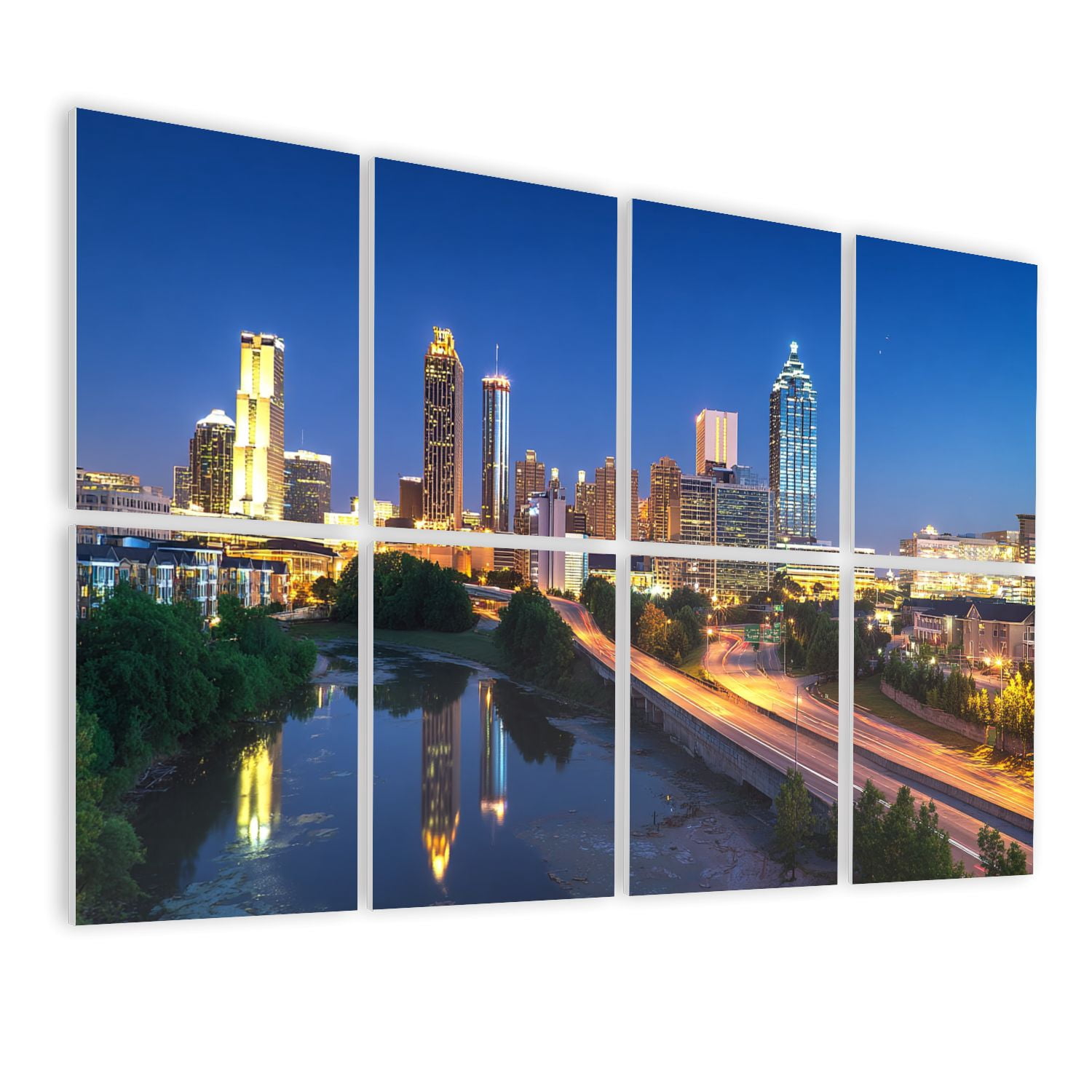 8 Pack Art Acoustic Panels Sound Absorbing Atlanta Georgia Skyline Decorative Soundproof Wall Panels Self Adhesive for Nursery Game Room Bedroom 48"x32"