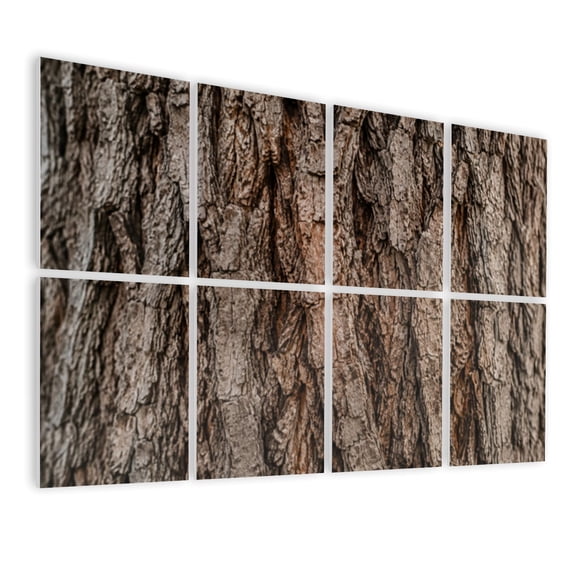 8 Pack Art Acoustic Panels Sound Absorbing Bark Brown Beige Tones Decorative Soundproof Wall Panels Self Adhesive for Nursery Game Room Bedroom 48"x32"