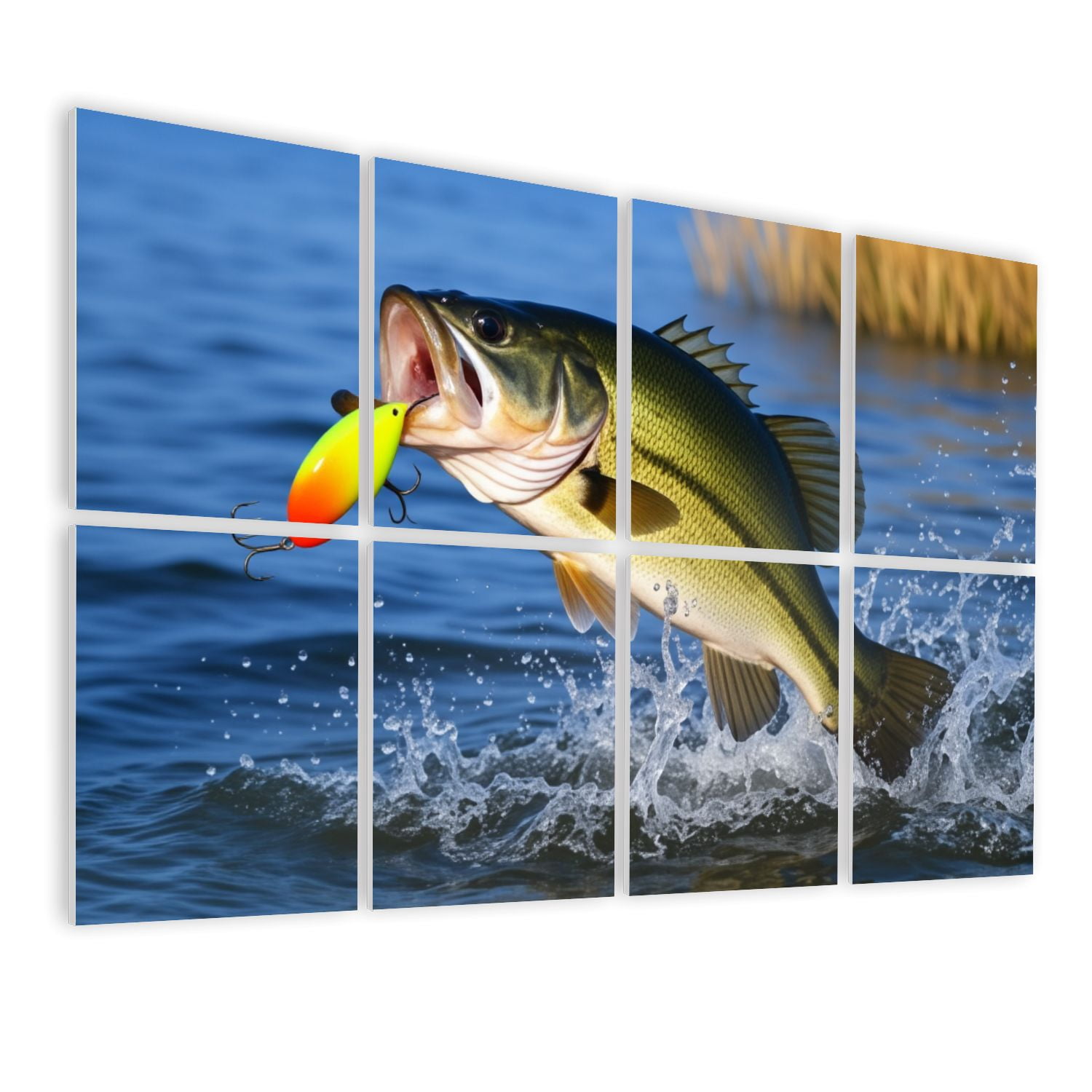 Fish Rope Panels 8 Pack Art Acoustic Panels Sound Absorbing Bass Fish Leaping Out Water ...