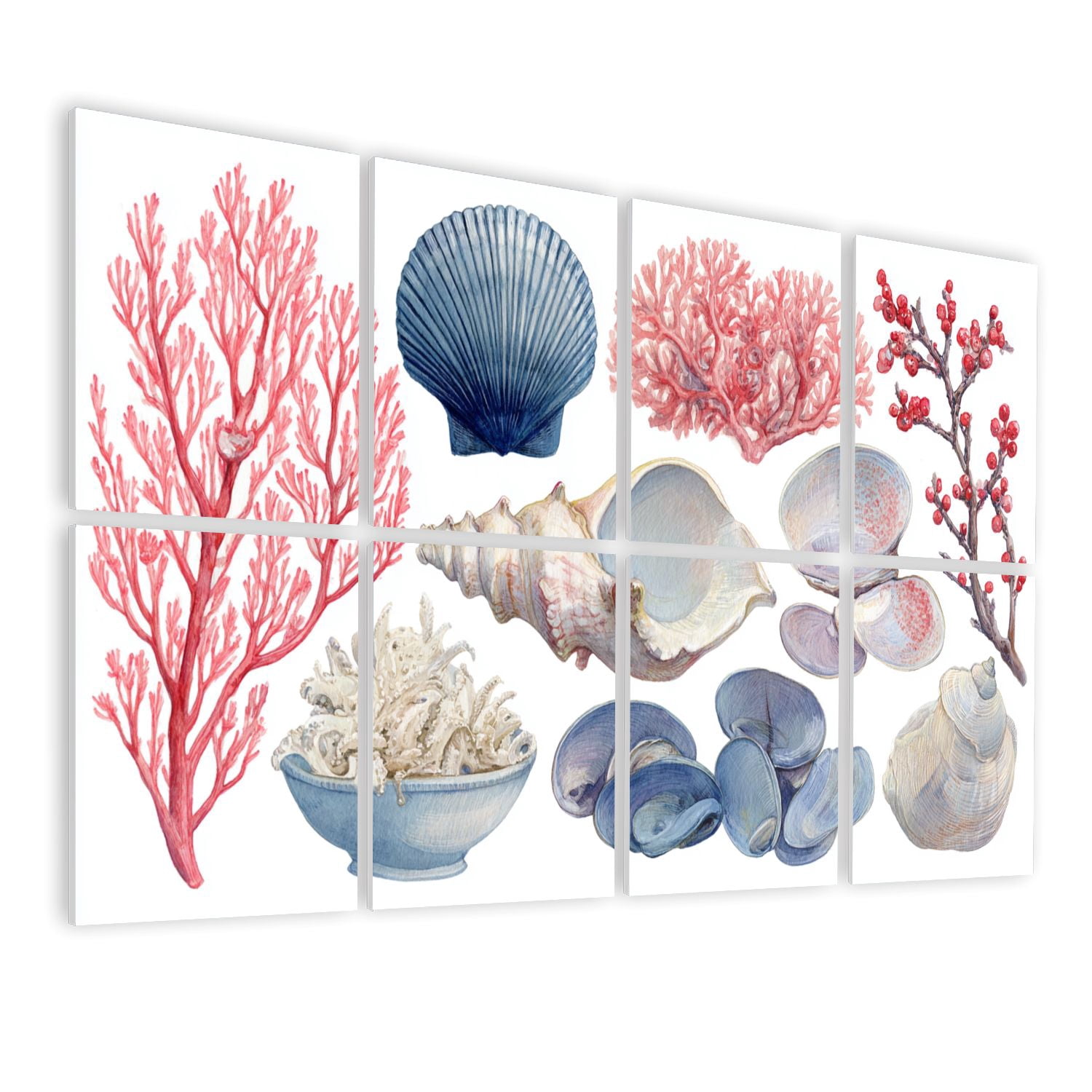 8 Pack Art Acoustic Panels Sound Absorbing Beach Seashell Coastal Shell ...