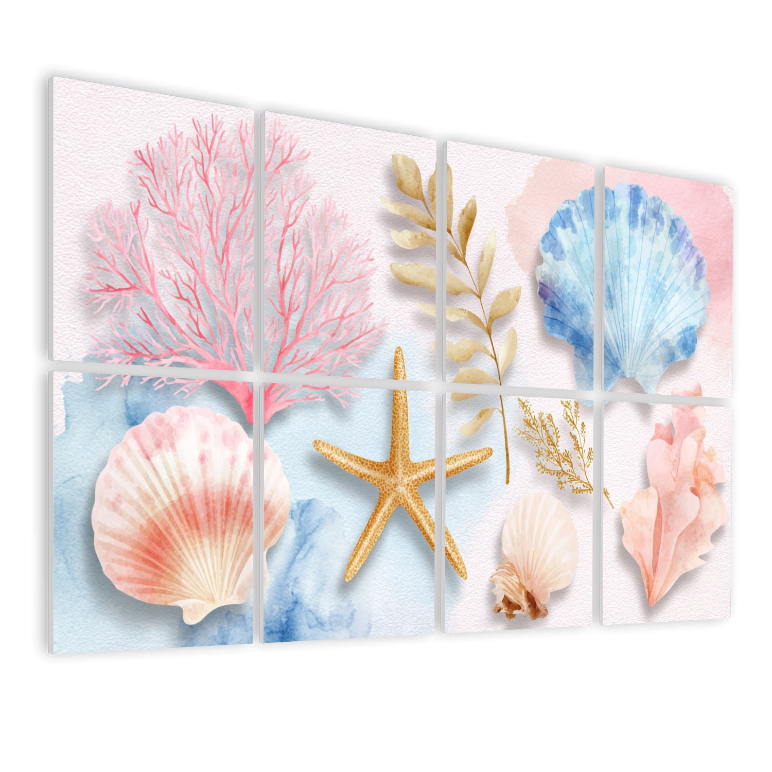 8 Pack Art Acoustic Panels Sound Absorbing Beach Seashell Coastal Shell ...