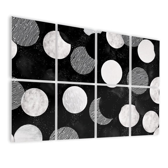 8 Pack Art Acoustic Panels Sound Absorbing Black White Abstract Circle Starry Decorative Soundproof Wall Panels Self Adhesive for Nursery Game Room Bedroom 48"x32"