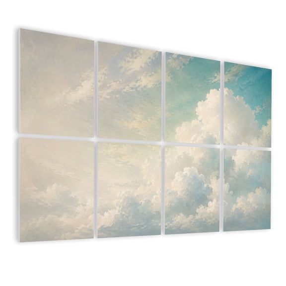 8 Pack Art Acoustic Panels Sound Absorbing Blue sky retro grunge style Nature Decorative Soundproof Wall Panels Self Adhesive for Nursery Game Room Bedroom 48"x32"