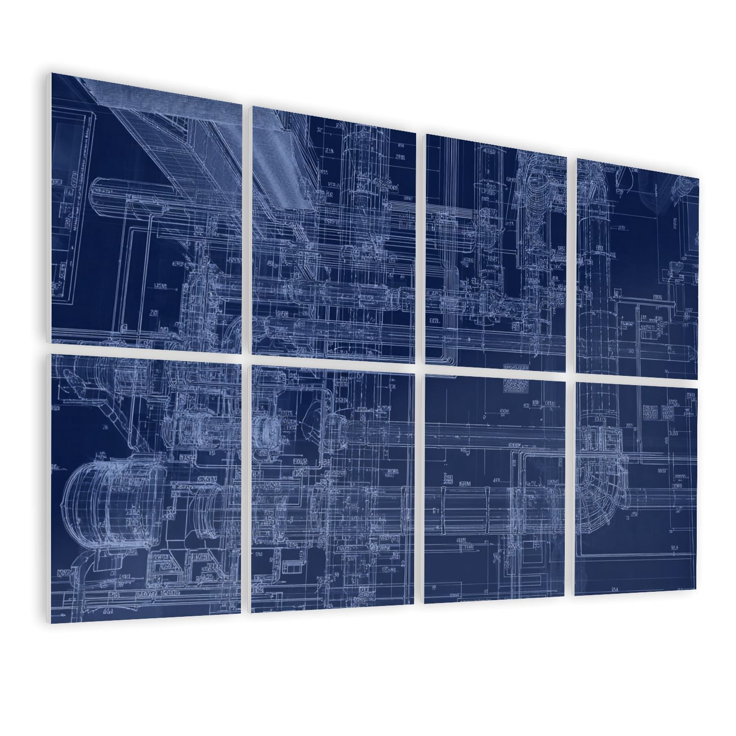 8 Pack Art Acoustic Panels Sound Absorbing Blueprint Decorative Soundproof Wall Panels Self Adhesive for Nursery Game Room Bedroom 48"x32"