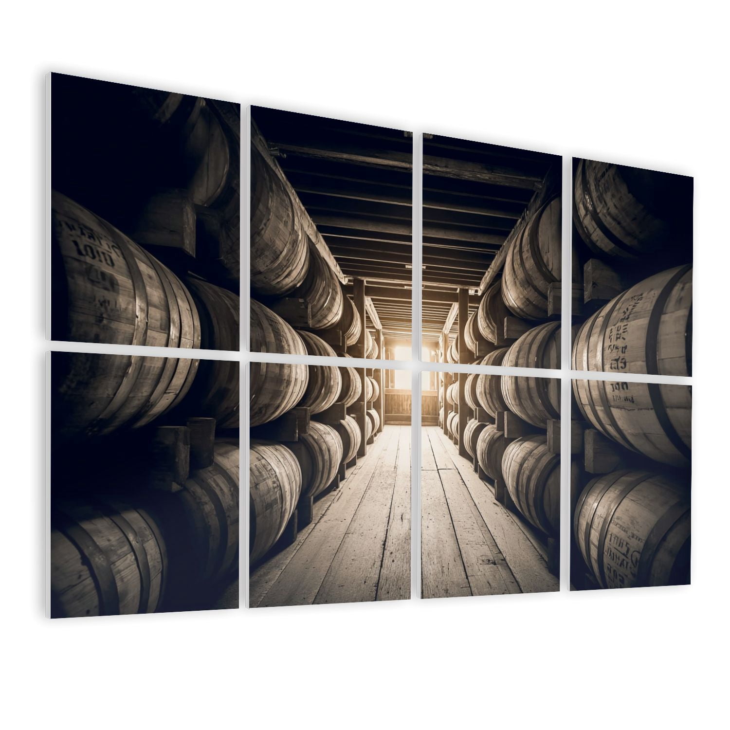 8 Pack Art Acoustic Panels Sound Absorbing Bourbon barrels aging Whiskey Decorative Soundproof Wall Panels Self Adhesive for Nursery Game Room Bedroom 48"x32"