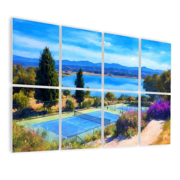 8 Pack Art Acoustic Panels Sound Absorbing Boys Sport Tennis Watercolor Sport Themed Tennis Court Pink Tennis Decorative Soundproof Wall Panels Self Adhesive for Nursery Game Room Bedroom 48"x32"