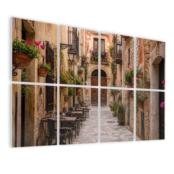 8 Pack Art Acoustic Panels Sound Absorbing Cafe tables chairs outside old cozy street Positano town Italy Decorative Soundproof Wall Panels Self Adhesive for Nursery Game Room Bedroom 48"x32"