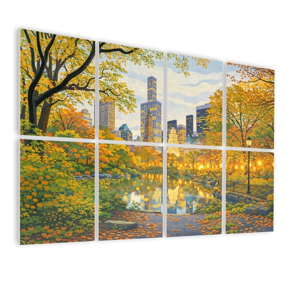 8 Pack Art Acoustic Panels Sound Absorbing Central Park New York City Decorative Soundproof Wall Panels Self Adhesive for Nursery Game Room Bedroom 48"x32"