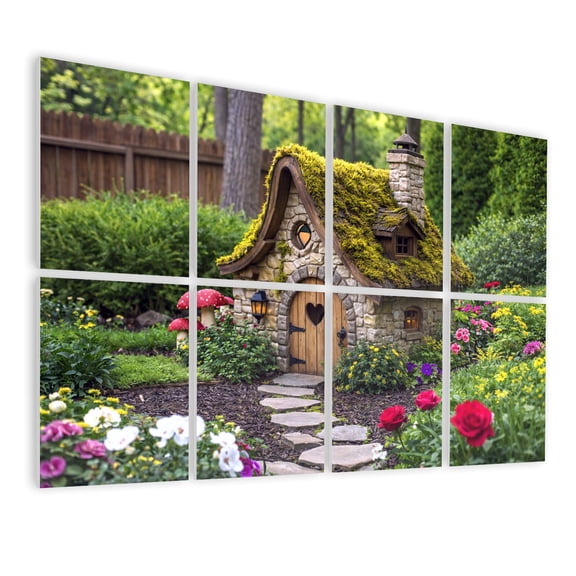 8 Pack Art Acoustic Panels Sound Absorbing Charming Moss Roof Vibrant Garden Decorative Soundproof Wall Panels Self Adhesive for Nursery Game Room Bedroom 48"x32"