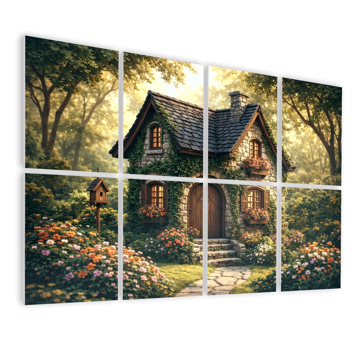 8 Pack Art Acoustic Panels Sound Absorbing Charming Surrounded by Greenery Colorful Decorative Soundproof Wall Panels Self Adhesive for Nursery Game Room Bedroom 48"x32"