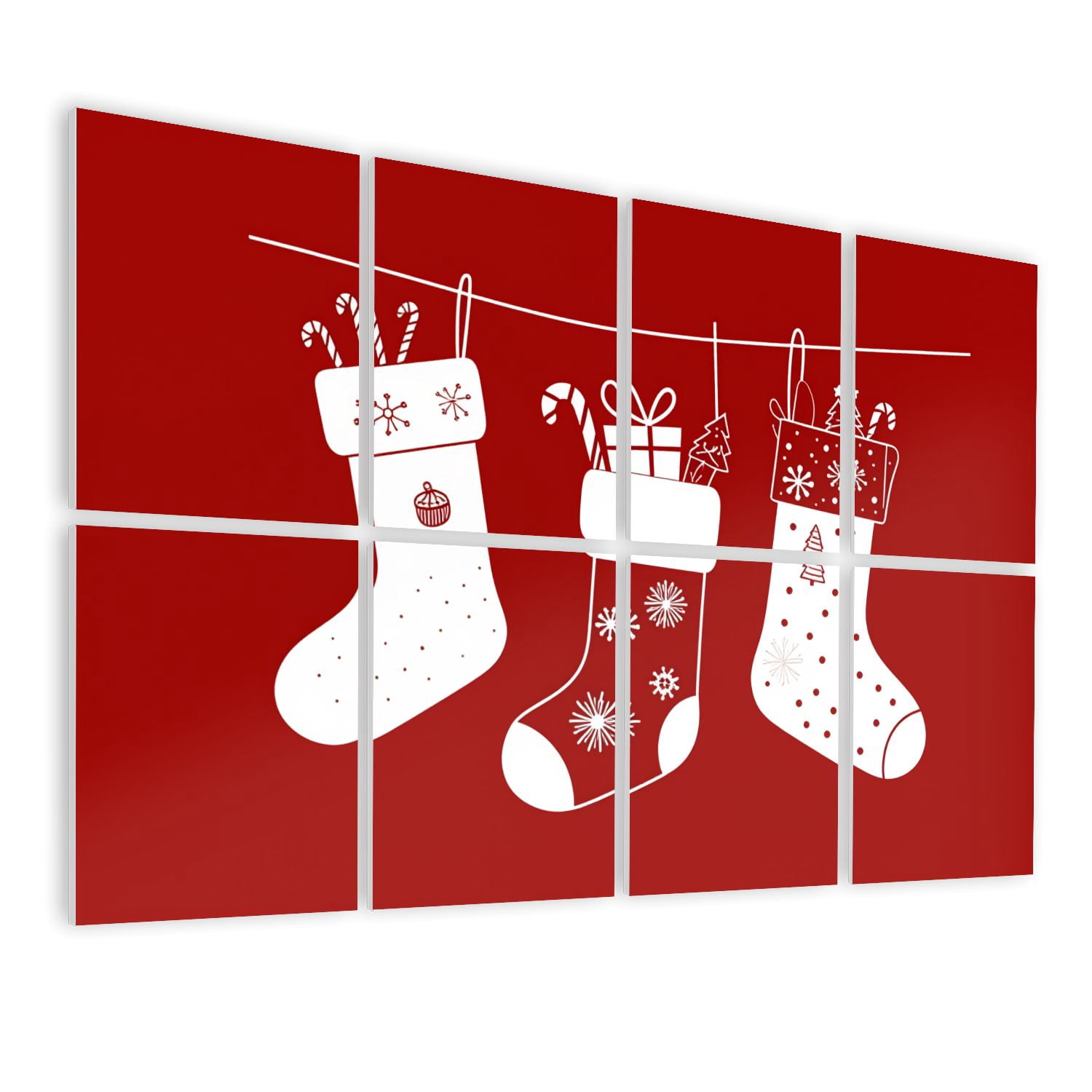 8 Pack Art Acoustic Panels Sound Absorbing Christmas Stockings Festive Decorative Soundproof Wall Panels Self Adhesive for Nursery Game Room Bedroom 48"x32"