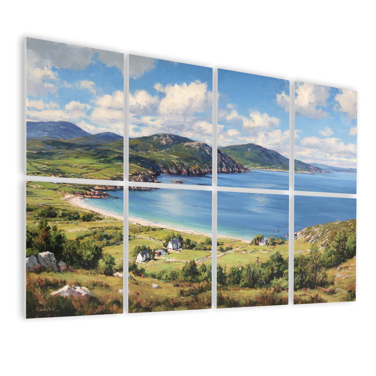 8 Pack Art Acoustic Panels Sound Absorbing Color Ireland Vivid Impressionist Seaside Landscape Coastal Cliffs Decorative Soundproof Wall Panels Self Adhesive for Nursery Game Room Bedroom 48"x32"