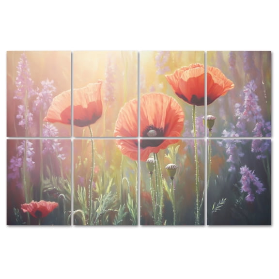 8 Pack Art Acoustic Panels Sound Absorbing Colorful Floral Flowers Pictures Wildflowers Sunlight Greenery Nature Decorative Soundproof Wall Panels Self Adhesive for Recording Studios Office 48"x32"