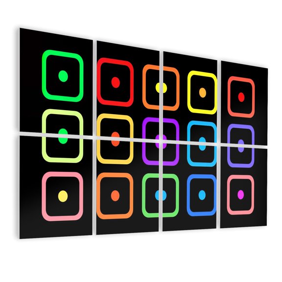 8 Pack Art Acoustic Panels Sound Absorbing Colorful Geometric Vibrant Circles Neon Squares Decorative Soundproof Wall Panels Self Adhesive for Nursery Game Room Bedroom 48"x32"