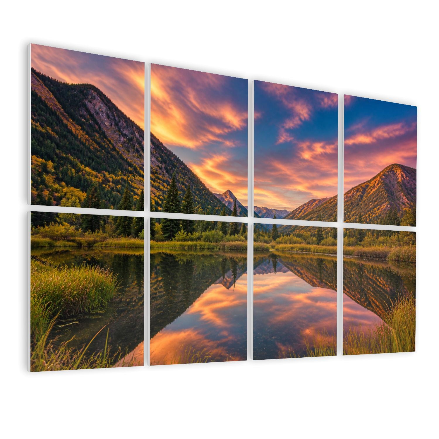 8 Pack Art Acoustic Panels Sound Absorbing Colorful Panoramic Mountain View Sunrise Decorative Soundproof Wall Panels Self Adhesive for Nursery Game Room Bedroom 48"x32"