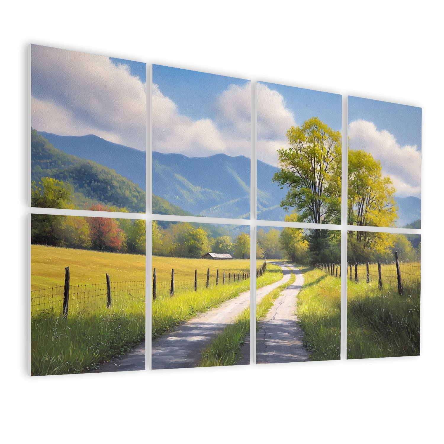 8 Pack Art Acoustic Panels Sound Absorbing Cove Great Smoky Mountains National Park Scenic Landscape Decorative Soundproof Wall Panels Self Adhesive for Nursery Game Room Bedroom 48"x32"
